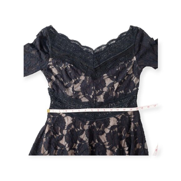 Free People Black Lace Floral A-Line Dress Cut Out  SZ M Goth Indie - Picture 6 of 10